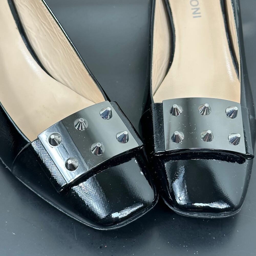 Napoleoni Women Black Patent Studded Block Heel Pumps Size 9 Preowned - Picture 8 of 11